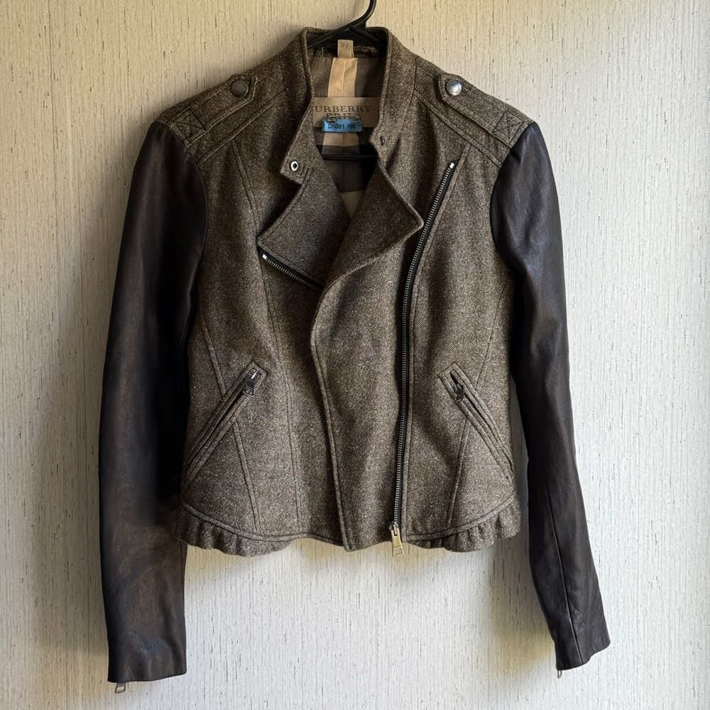 Burberry Herringbone Jacket in Black and Tan
